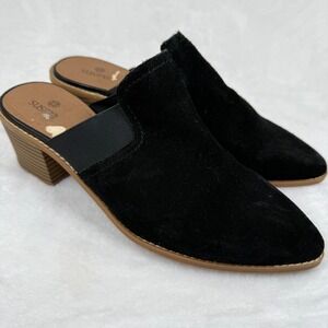 Susina Womens 10 Black Suede Pointed Toe Block Heel Mules Nordstrom Rack 9984403